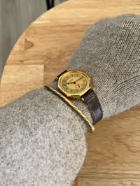 Image 6 of EXTREMELY RARE 1980-90s Citzien Gold Dial Leather Watch 