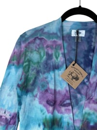 Image 7 of ♻️ UPCYCLED XS Lightweight Open Sweater Cardigan in Mermaid Watercolor Ice Dye