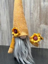 Image 2 of Harris Tweed Wee Sunflower Gnome, grey beard