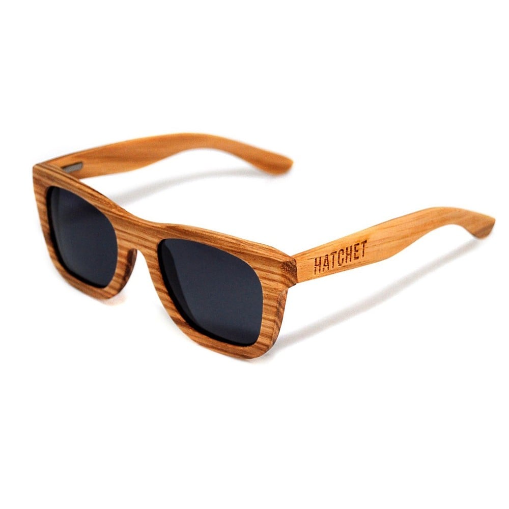 Hatchet Eyewear Santa Cruz Zebrawood Thick Wayfarer Wood Sun Glasses