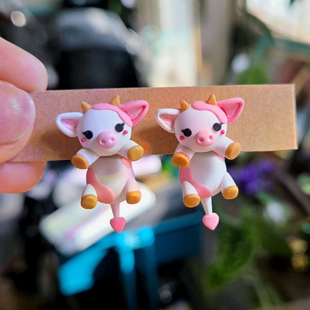 Image of Pink Cow earrings