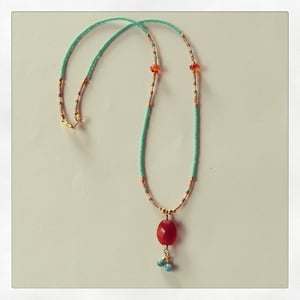 Image of Carnelian & Turquoise Charm Necklace