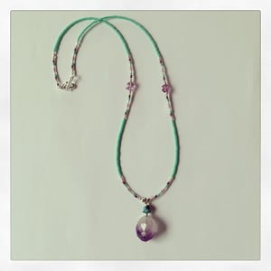 Image of Faceted Amethyst & Raw Turquoise Necklace