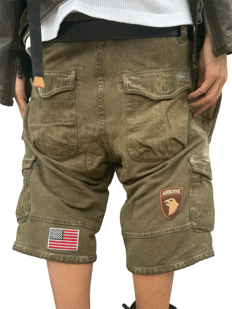 Image of 2000's Dolce & Gabbana Over-dyed Military cargo shorts.