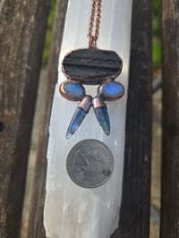 Image 4 of Electroformed Tourmaline, Moonstone and Kyanite necklace
