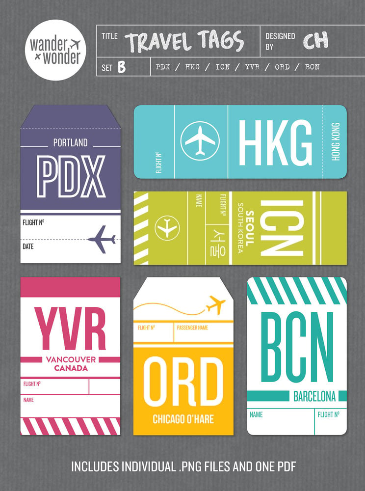 wander x wonder — Travel Tags - Set B