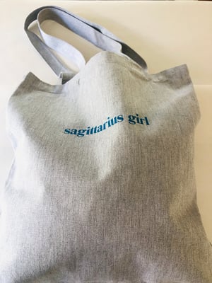 Image of sagittarius girl gray blue cotton tote bag