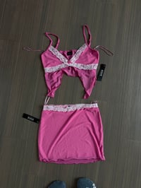 pink lace two piece set (sz med)