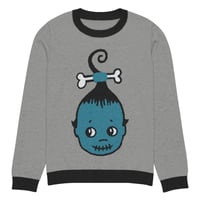 Image 11 of Shrunken Kewp Blue/grey Knitted crew neck sweater