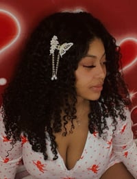 Image 2 of Silver White Roses Butterfly Claw Clip 