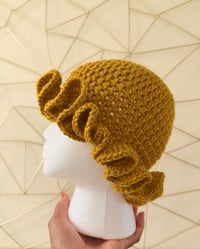 Image 2 of DOUBLE Ruffle Crochet Hat (Mustard)