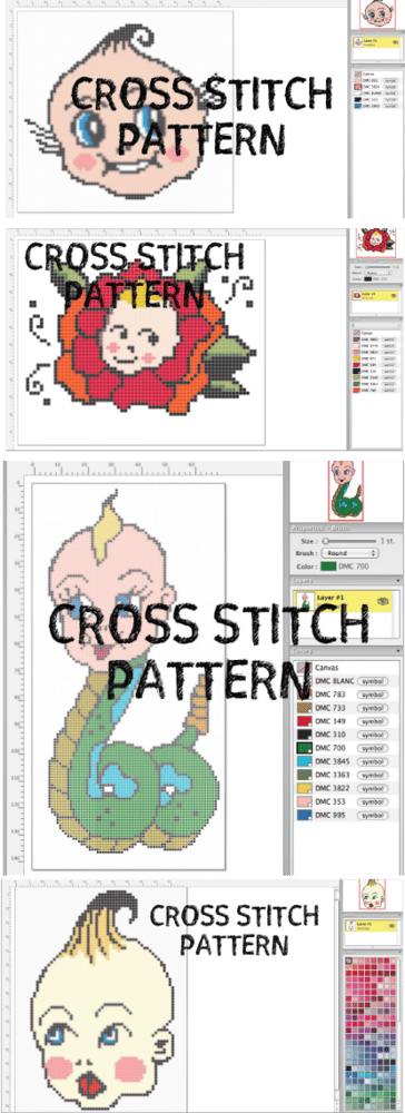 Image of DIY Tattoo Themed Kewpie Doll Cross Stitch Pattern