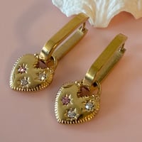 Image 1 of Oval Huggies with Heart - Gold