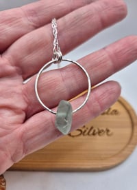 Image 3 of Turquoise Seaglass Hammered Ring Necklace 
