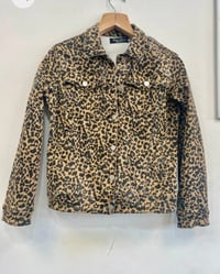 Image 3 of Leopard print stretch denim jackets