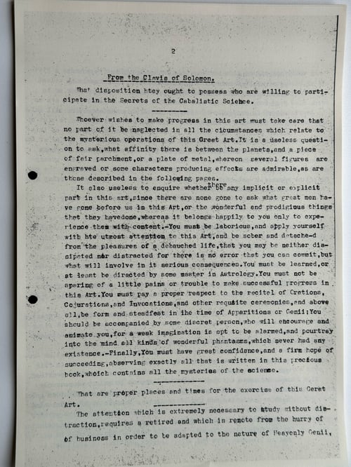 Image of Photocopy of an unpublished English typescript from the estate of Franz Bardon Talismanic Magic