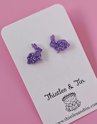 Image 3 of Sitting Glitter Bunny Dangles - 554