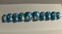 Blue butterfly nails