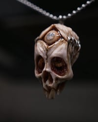 Image 12 of Third Eye Skull pendant, stainless chain , moon stone eye, OOAK one of a kind 