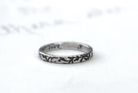 Image 2 of sterling silver fairy tale wedding band with engraved vines
