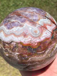 Image 4 of Mexican Lace Agate With Amethyst Sphere #2468