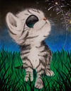Fireworks Tabby Cat Art Print