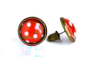 Image of Puce d'oreilles Minnie à pois intemporel rouge et blanc