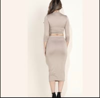 Image 2 of Solid Crop & MIDI Skirt Set Nude