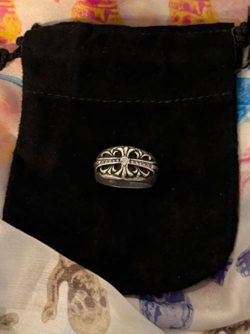 Image of Chrome Hearts Diamond Floral Cross Ring 