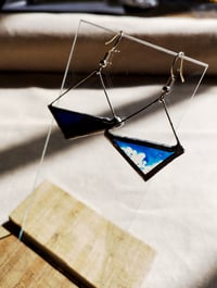 Image 2 of Boucles d'oreilles Tiffany cyanotype sur verre