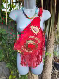 Image 1 of Dolly Bumbag suede fringe tassles RED