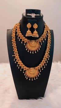 Image 1 of Ravina- Combo Temple Jewelry Necklace Set featuring Goddess Laxmi
