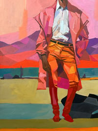 Image 3 of Lone Cowboy - 26x32" Acrylic On Canvas 