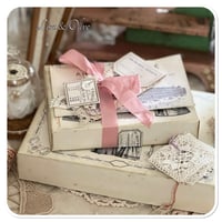 Image 12 of French Ephemera Box of lace samples and a lace sample snippet book