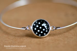 Image of Bracelet fin illustration à pois, laiton argenté
