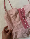 70s striped button up peplum top w shoulder ties