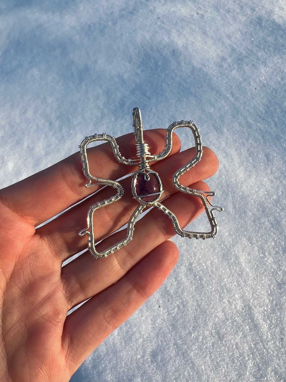 Silver Amethyst Excision Pendant