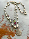 Leap double layered necklace with pearls and moonstone