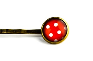 Image of Barrette cheveux illustration sous verre Pois rouge