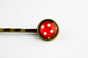 Image of Barrette cheveux illustration sous verre Pois rouge