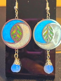 Image 5 of Handcrafted Resin Leaf with Swirl Design and glass 2 tone bead