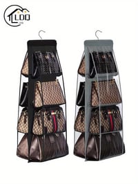 Image 12 of 1pc LDQ Multi-Layer Handbag Organizer with 8 Pockets - Foldable Oxford Cloth Hanging Storage Rack, S