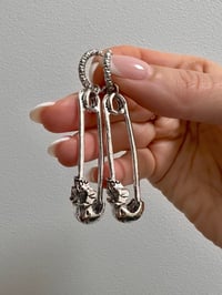 Image 3 of SAFETY PIN SKULL EARRINGS 