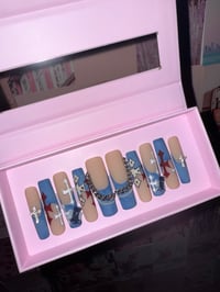 Cross Denim French Chain Press On Nails