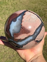 Image 19 of Large Volcano Agate Sphere UV #2112