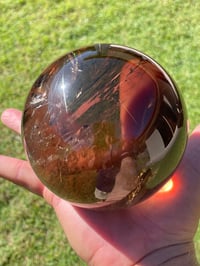 Image 14 of Large Smoky Quartz Sphere With Golden Rutile And Rainbows #1769