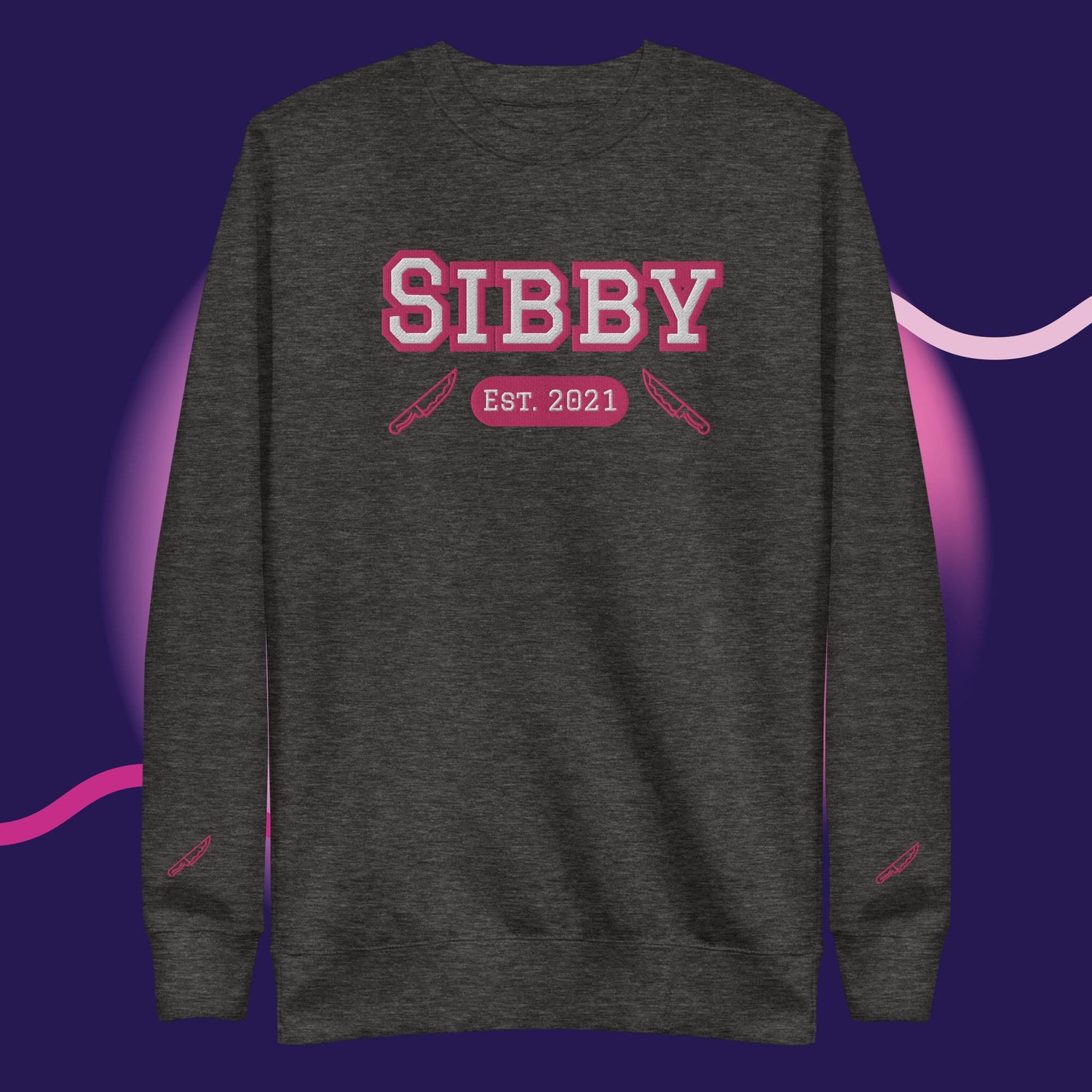 Image of Sibby embroidery with sleeve detail  Unisex Premium Sweatshirt
