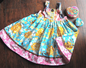 Image of Calico Knot Dress OOAK Size 6/7 READY TO SHIP!