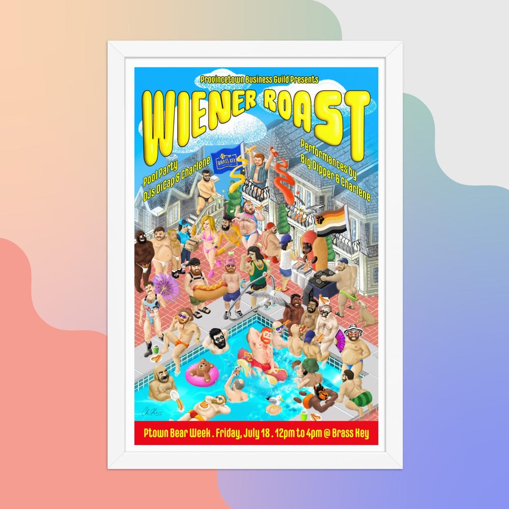 Image of 2025 Ptown Wiener Roast 12x18 in Framed Poster (White)