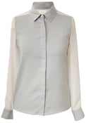 Image of Colour blocking light crepe shirt in grey.